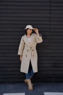 بارانی یقه انگلیسی  کتان بلند 